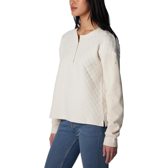 Columbia Women's Hart Mountain Quilted Crewneck Sweatshirt Top Chalk Size Large - Picture 5 of 5